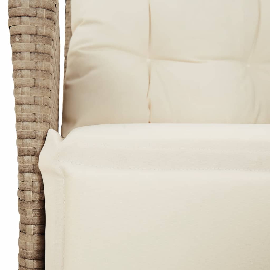 vidaXL Fauteuils de jardin avec repose-pieds 2 pcs Réglables Rotin synthétique Beige
