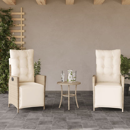 vidaXL Fauteuils de jardin avec repose-pieds 2 pcs Réglables Rotin synthétique Beige