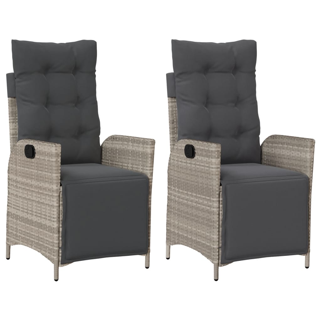vidaXL Fauteuils de jardin avec repose-pieds 2 pcs. Réglable Gris clair Résine tressée