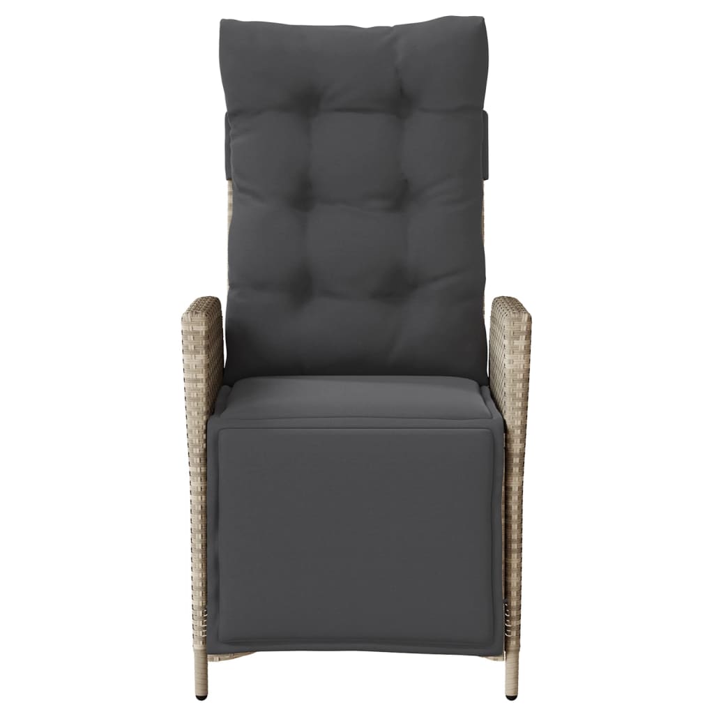 vidaXL Fauteuils de jardin avec repose-pieds 2 pcs. Réglable Gris clair Résine tressée