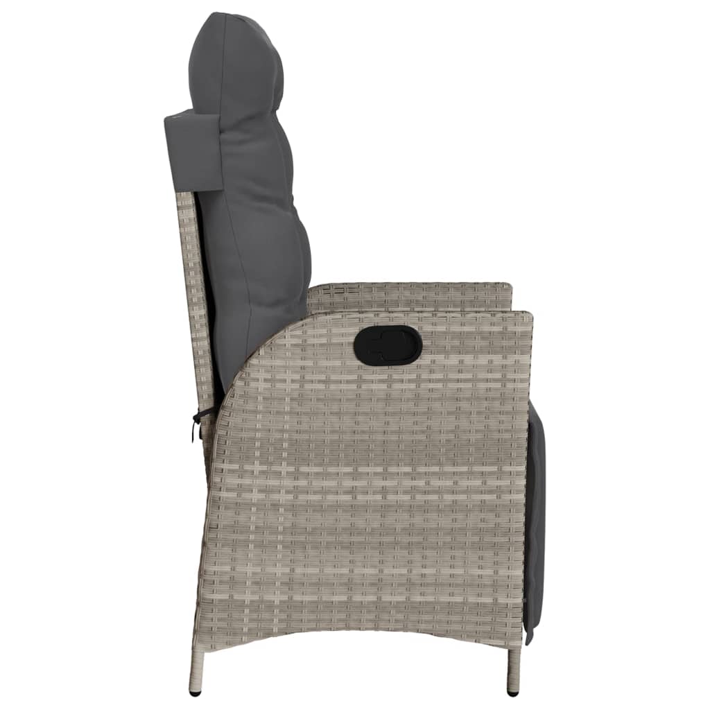 vidaXL Fauteuils de jardin avec repose-pieds 2 pcs. Réglable Gris clair Résine tressée