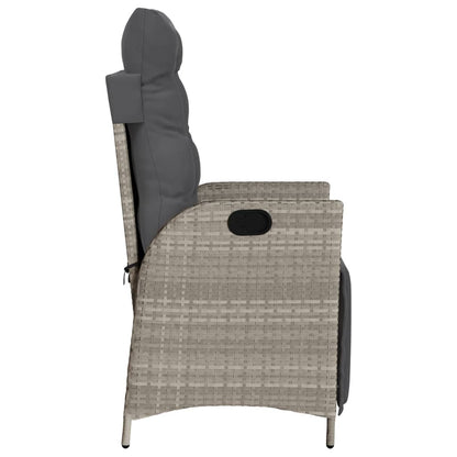 vidaXL Fauteuils de jardin avec repose-pieds 2 pcs. Réglable Gris clair Résine tressée