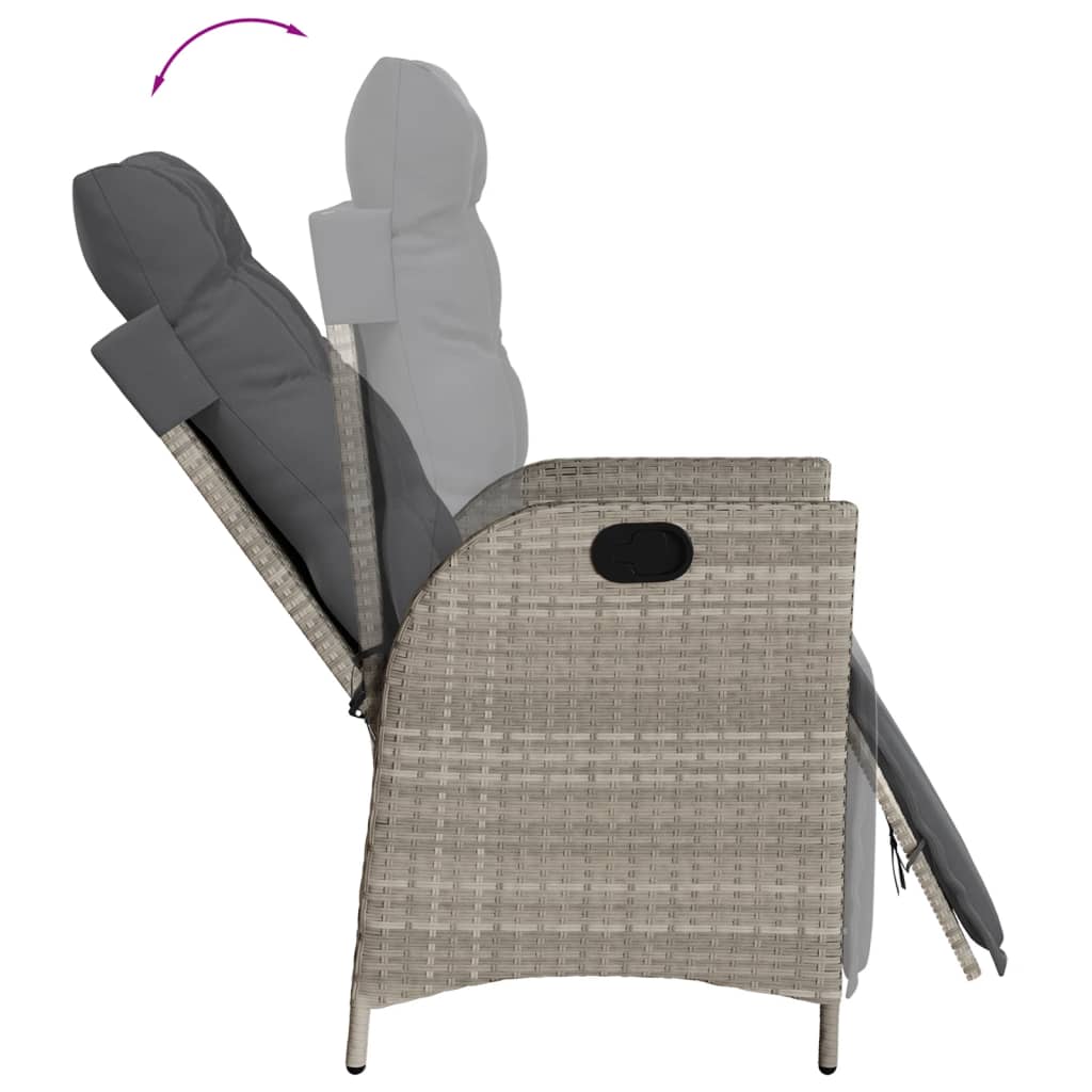 vidaXL Fauteuils de jardin avec repose-pieds 2 pcs. Réglable Gris clair Résine tressée