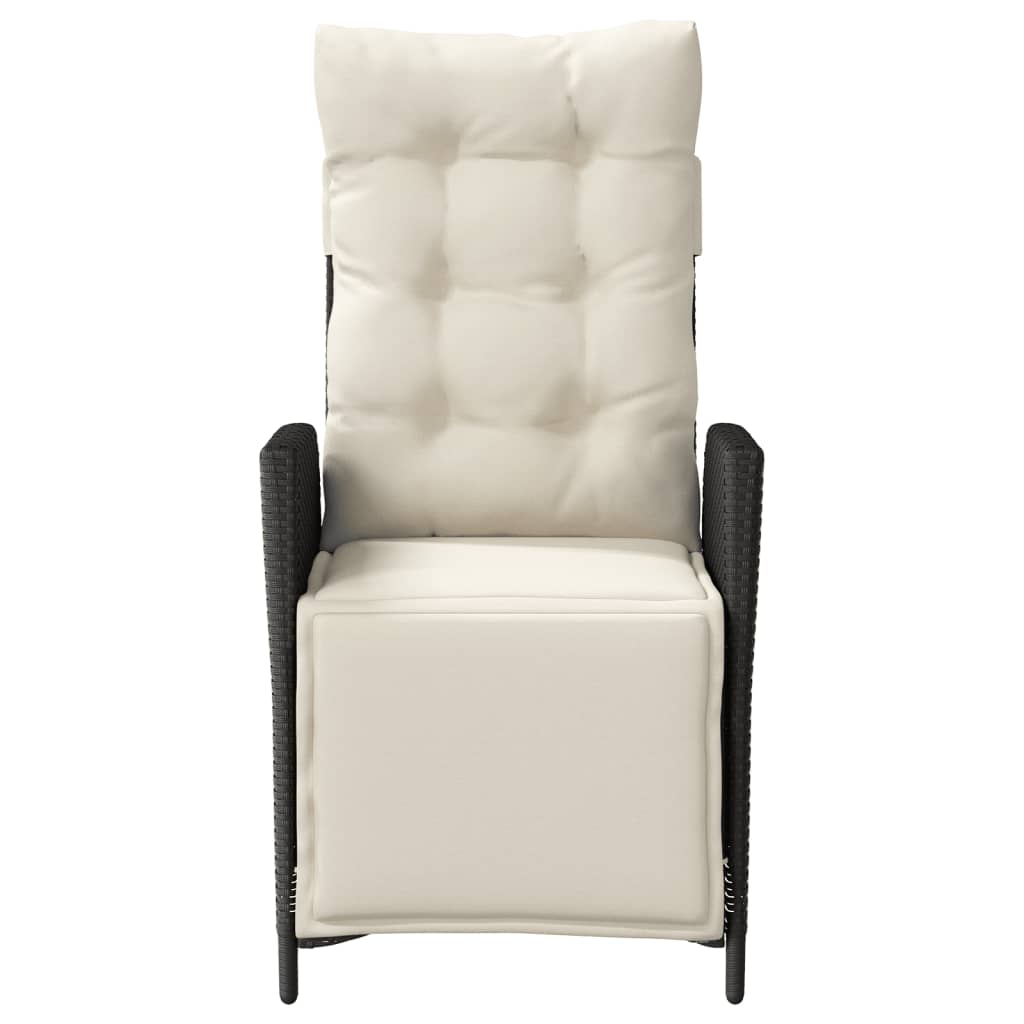 3-tlg. Bistro-Set mit Kissen Schwarz Poly Rattan