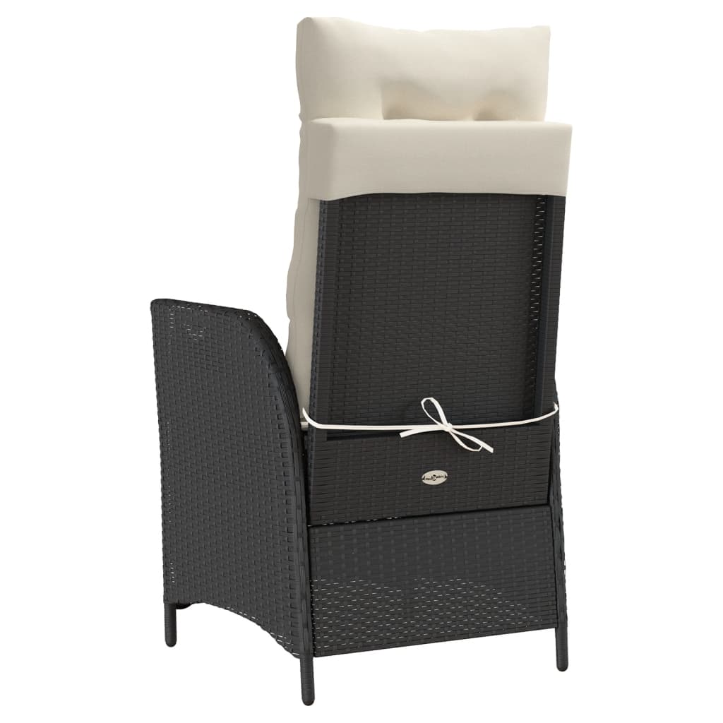 3-tlg. Bistro-Set mit Kissen Schwarz Poly Rattan