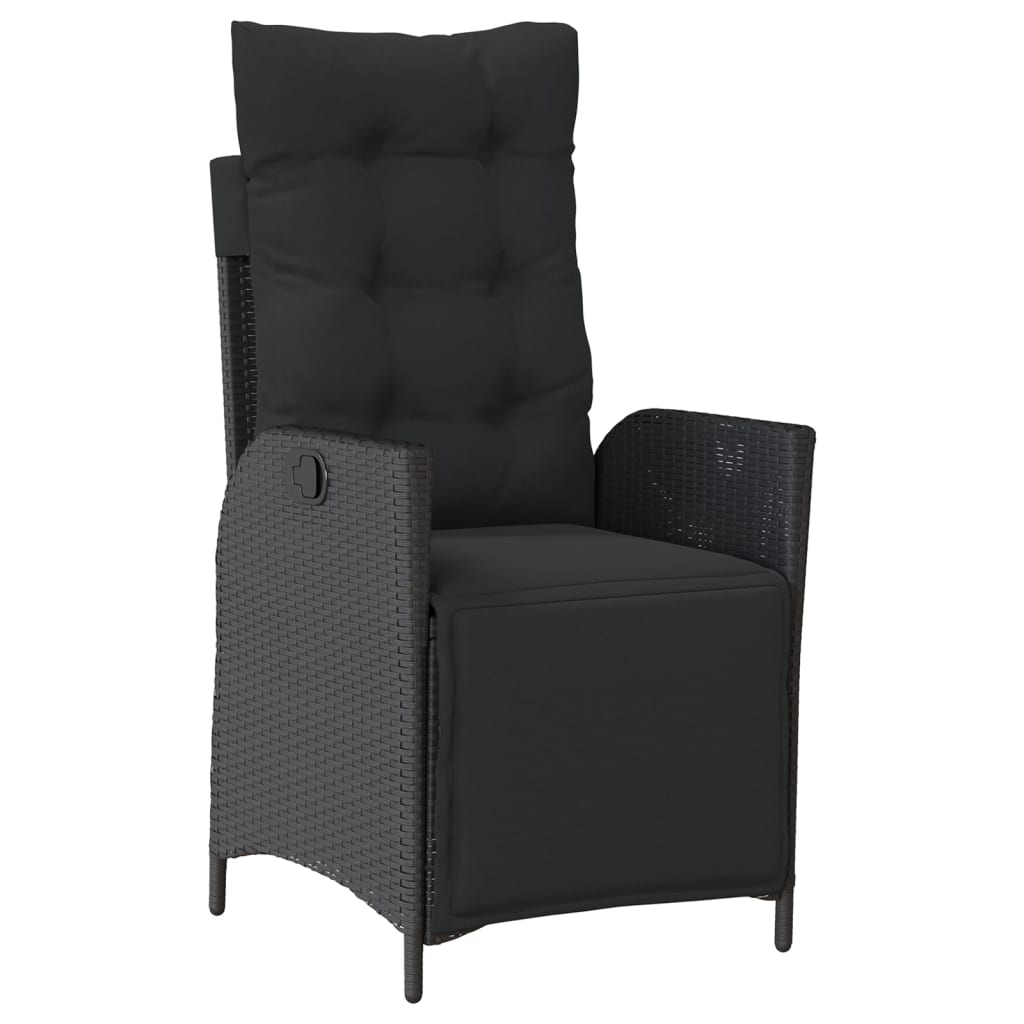 vidaXL 3-tlg. Bistro-Set mit Kissen Schwarz Poly Rattan