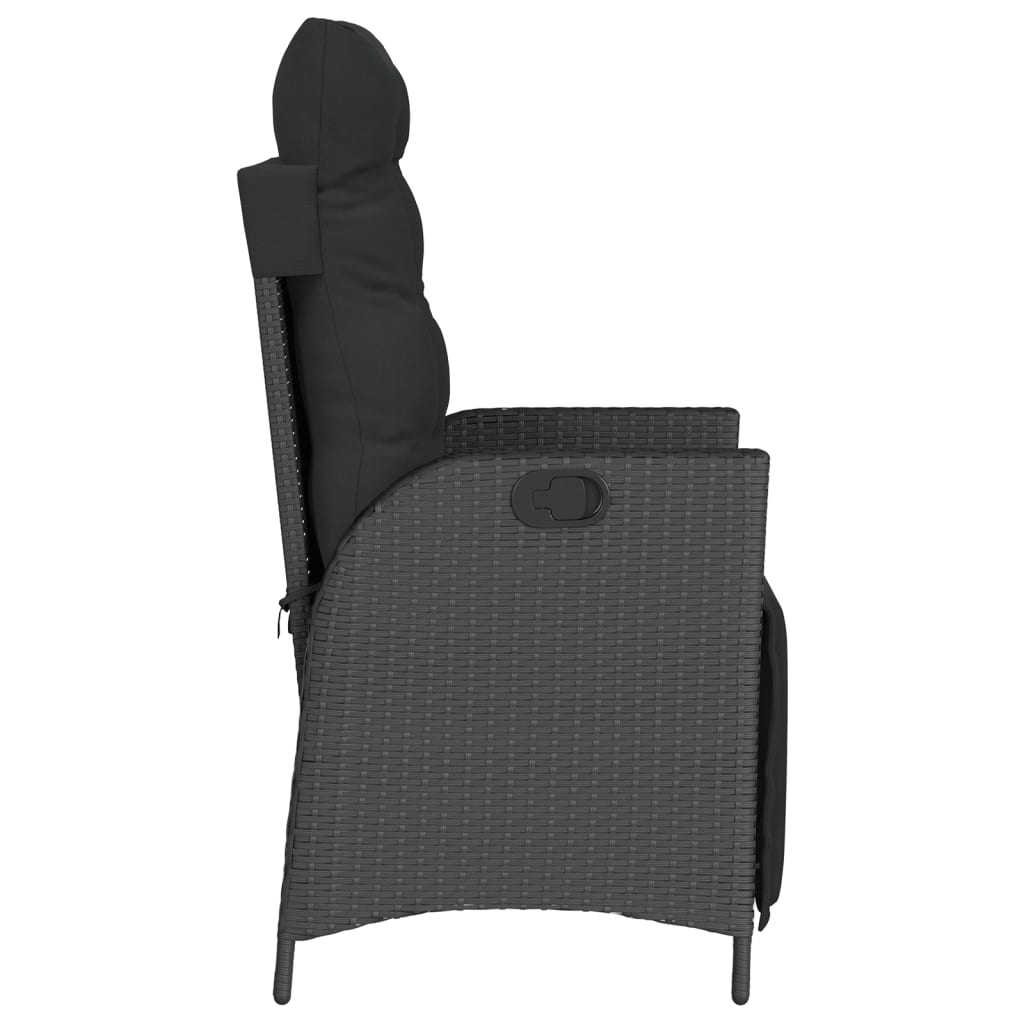 vidaXL 3-tlg. Bistro-Set mit Kissen Schwarz Poly Rattan