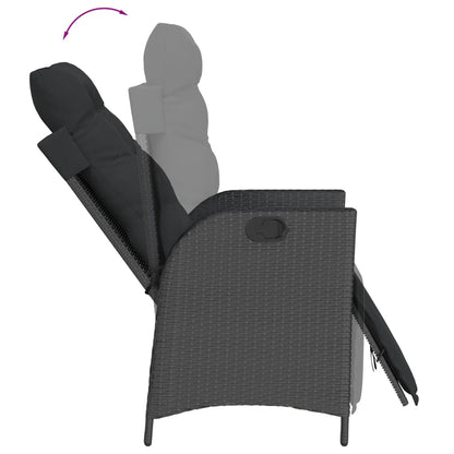 vidaXL 3-tlg. Bistro-Set mit Kissen Schwarz Poly Rattan
