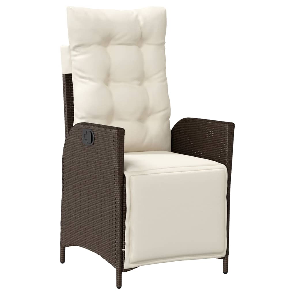 vidaXL 3-tlg. Bistro-Set mit Kissen Braun Poly Rattan