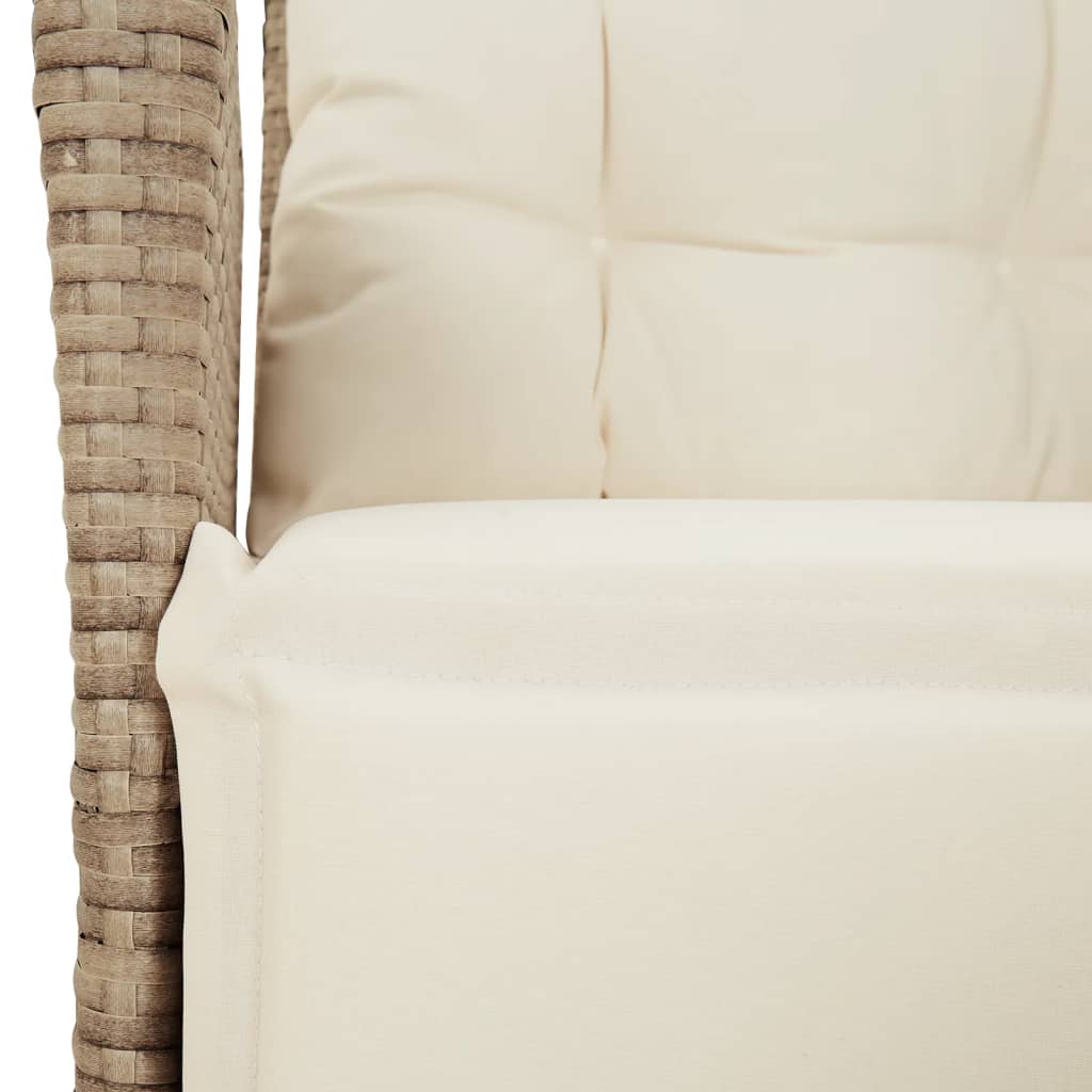 vidaXL 3-tlg. Bistro-Set mit Kissen Beige Poly Rattan