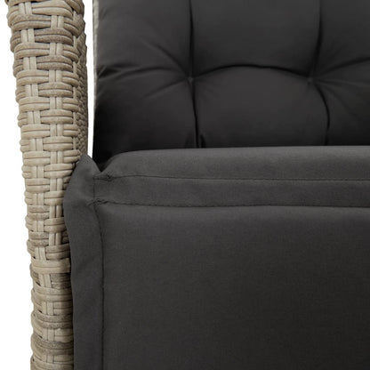 vidaXL 3-tlg. Bistro-Set mit Kissen Hellgrau Poly Rattan