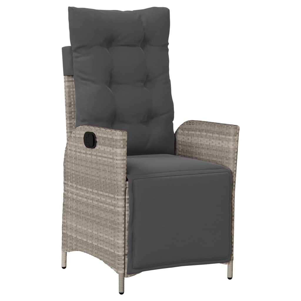 vidaXL 3-tlg. Bistro-Set mit Kissen Hellgrau Poly Rattan