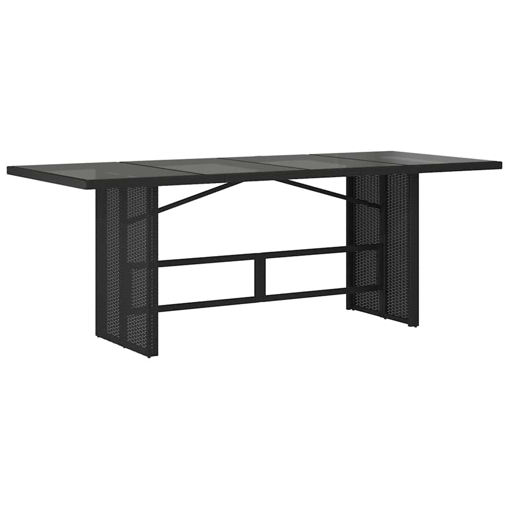 vidaXL Table de jardin avec plateau en verre Noir 190x80x74 cm Résine tressée