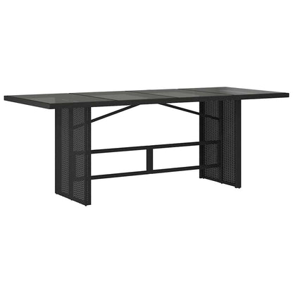vidaXL Table de jardin avec plateau en verre Noir 190x80x74 cm Résine tressée