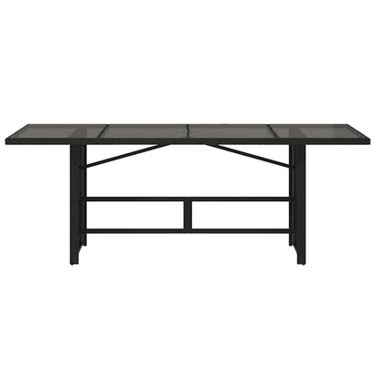 vidaXL Table de jardin avec plateau en verre Noir 190x80x74 cm Résine tressée