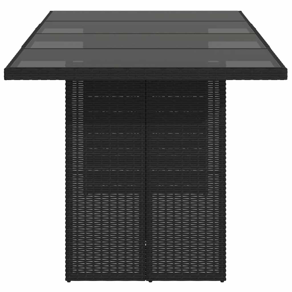 vidaXL Table de jardin avec plateau en verre Noir 190x80x74 cm Résine tressée