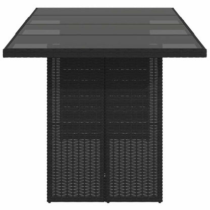 vidaXL Table de jardin avec plateau en verre Noir 190x80x74 cm Résine tressée