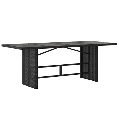 vidaXL Table de jardin avec plateau en verre Noir 190x80x74 cm Résine tressée
