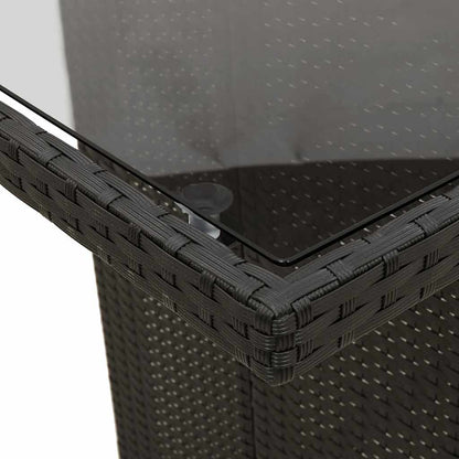 vidaXL Table de jardin avec plateau en verre Noir 190x80x74 cm Résine tressée