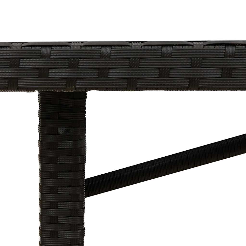 vidaXL Table de jardin avec plateau en verre Noir 190x80x74 cm Résine tressée