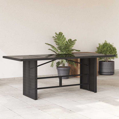 vidaXL Table de jardin avec plateau en verre Noir 190x80x74 cm Résine tressée