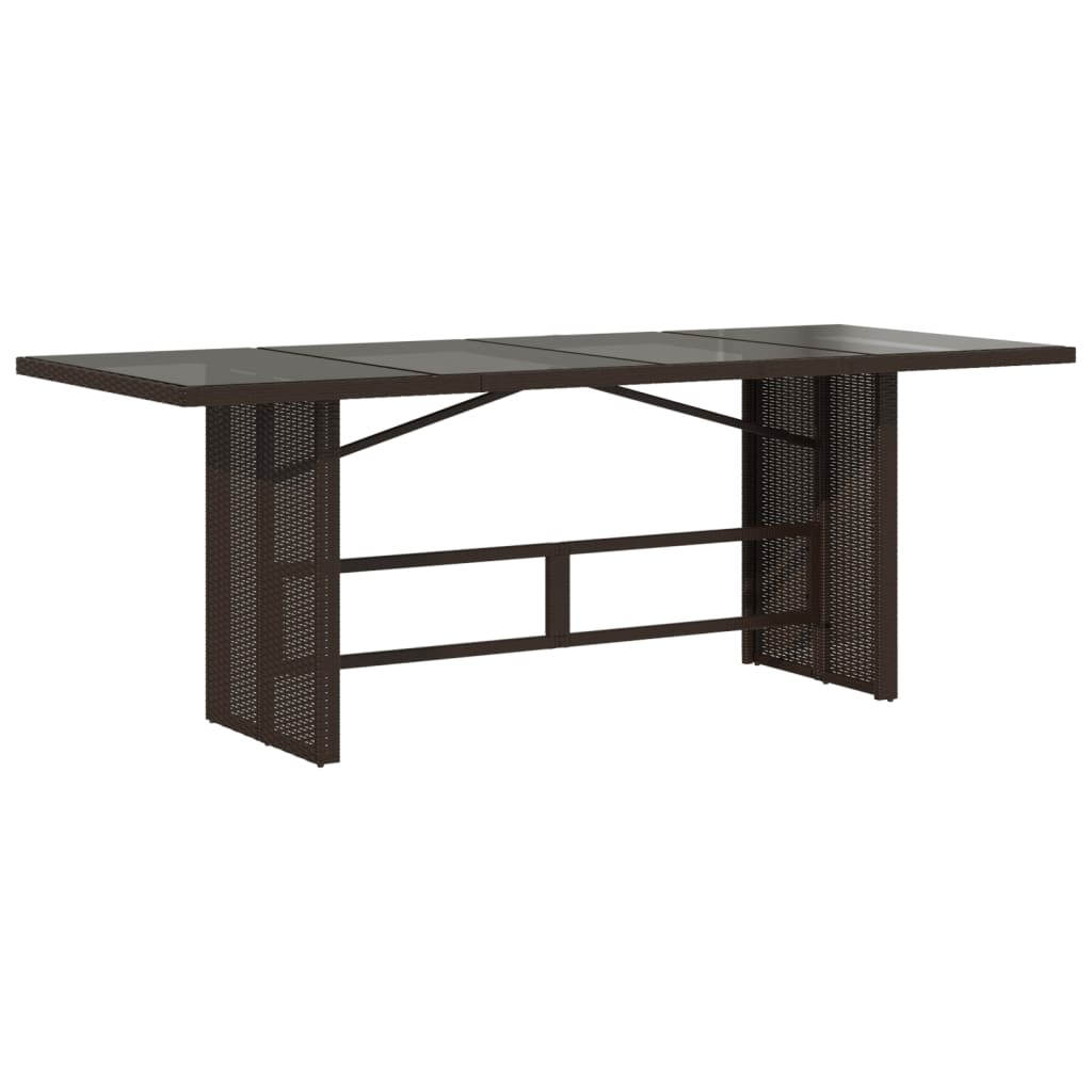 vidaXL Table de jardin avec plateau en verre marron 190x80x74 cm résine tressée