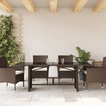 vidaXL Table de jardin avec plateau en verre marron 190x80x74 cm résine tressée