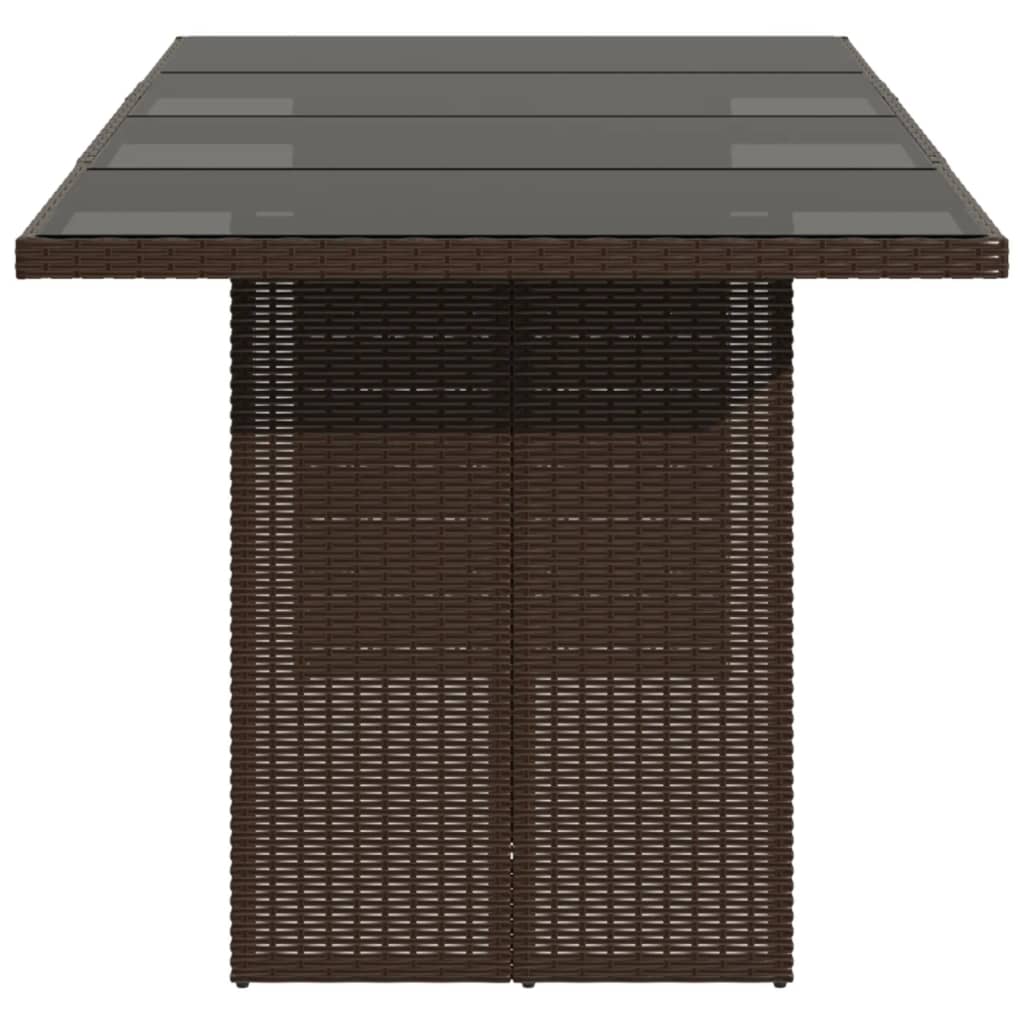 vidaXL Table de jardin avec plateau en verre marron 190x80x74 cm résine tressée