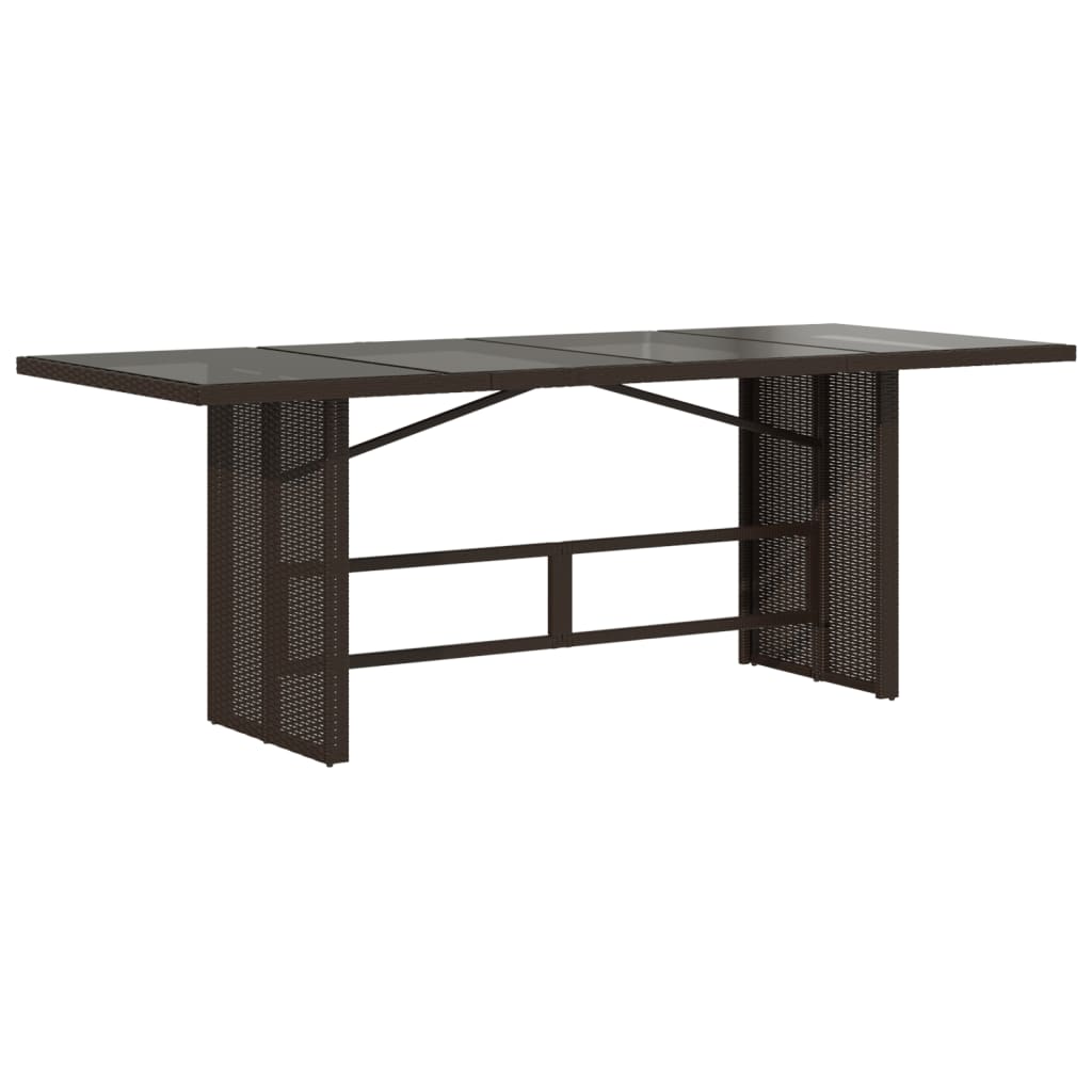 vidaXL Table de jardin avec plateau en verre marron 190x80x74 cm résine tressée