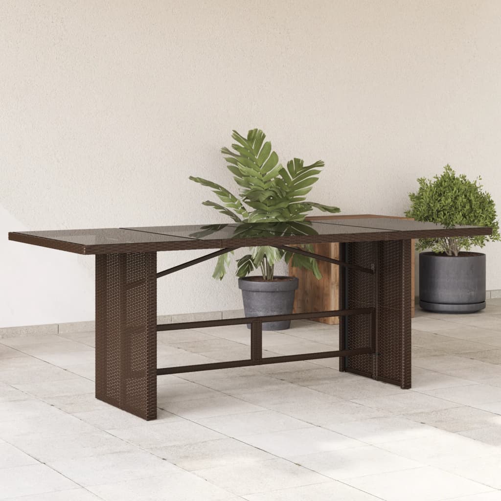 vidaXL Table de jardin avec plateau en verre marron 190x80x74 cm résine tressée