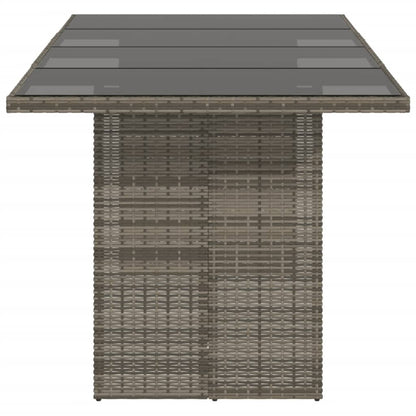 Table de jardin vidaXL avec plateau en verre gris 190x80x74 cm en résine tressée