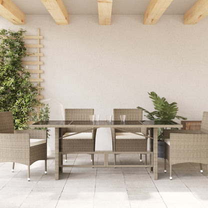 vidaXL Gartentisch mit Glasplatte Hellgrau 190x80x74 cm Poly Rattan