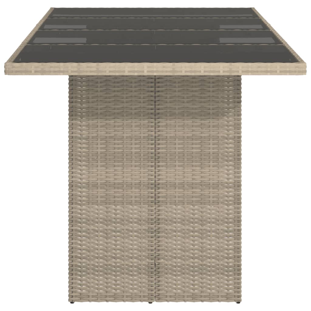 vidaXL Gartentisch mit Glasplatte Hellgrau 190x80x74 cm Poly Rattan