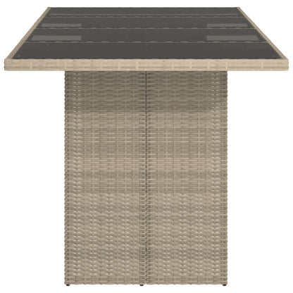vidaXL Gartentisch mit Glasplatte Hellgrau 190x80x74 cm Poly Rattan