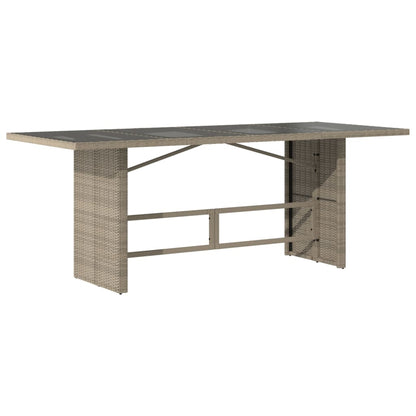 vidaXL Gartentisch mit Glasplatte Hellgrau 190x80x74 cm Poly Rattan