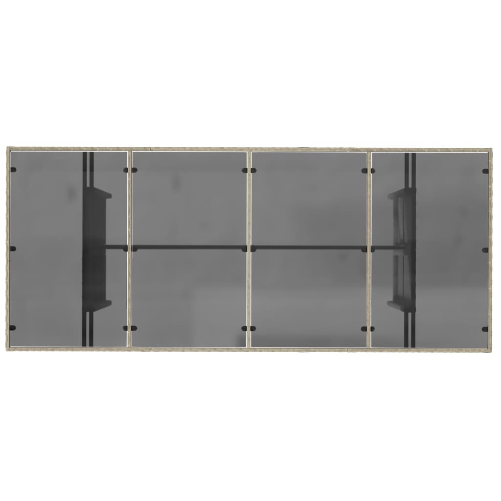 vidaXL Gartentisch mit Glasplatte Hellgrau 190x80x74 cm Poly Rattan