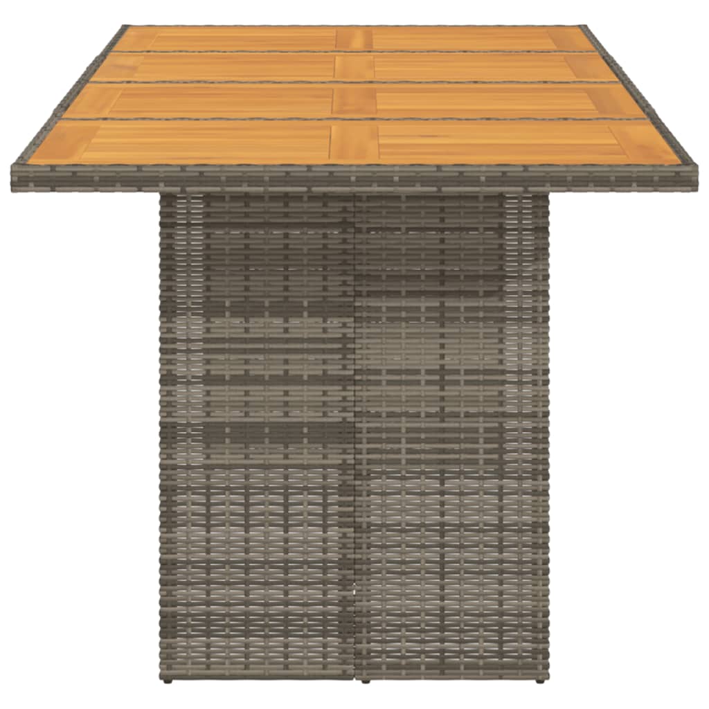 vidaXL Table de jardin avec plateau en bois d'acacia Gris 190x80x74cm Résine tressée