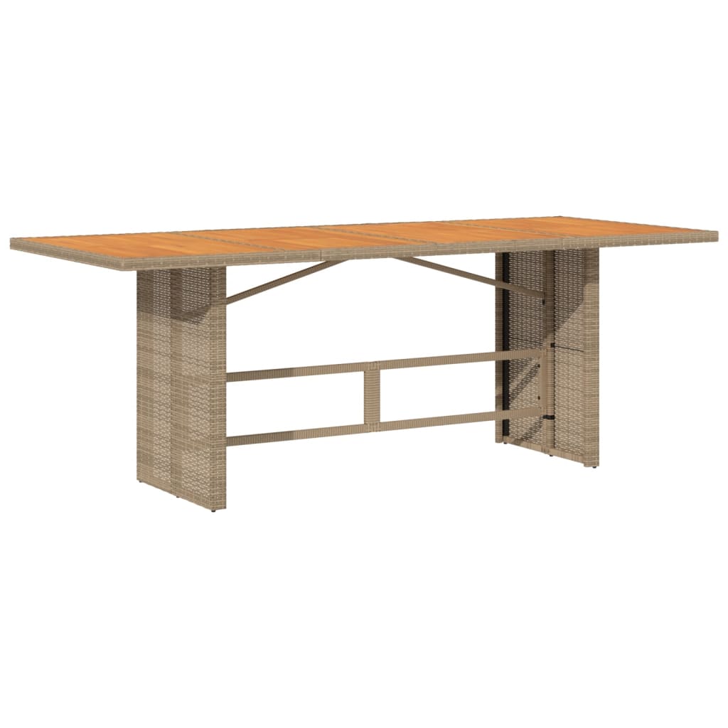 vidaXL Table de jardin avec plateau en bois d'acacia 190x80x74 cm en résine tressée