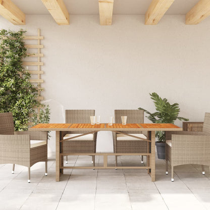 vidaXL Table de jardin avec plateau en bois d'acacia 190x80x74 cm en résine tressée