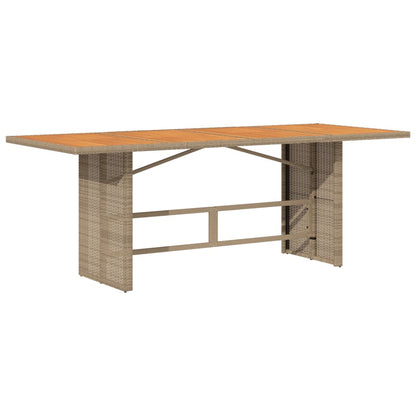 vidaXL Table de jardin avec plateau en bois d'acacia 190x80x74 cm en résine tressée