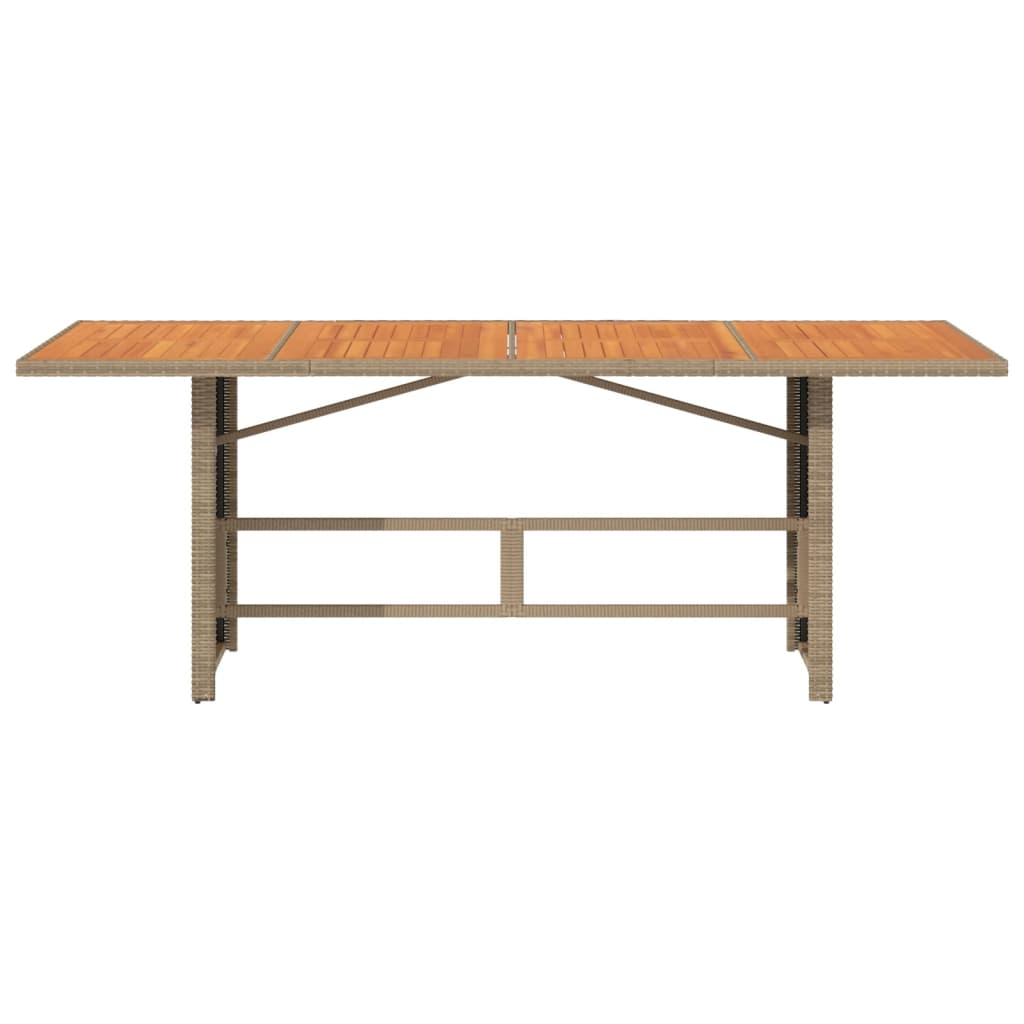 vidaXL Table de jardin avec plateau en bois d'acacia 190x80x74 cm en résine tressée