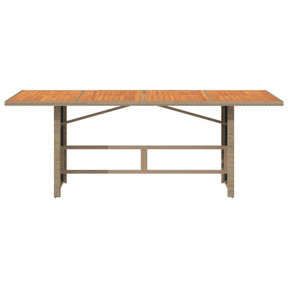 vidaXL Table de jardin avec plateau en bois d'acacia 190x80x74 cm en résine tressée