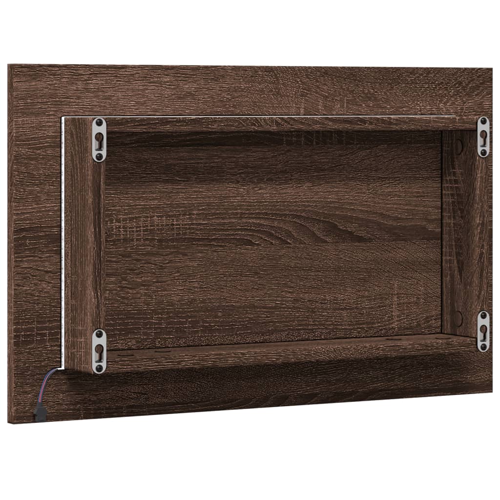 vidaXL LED-Badspiegel Braun Eichen-Optik 60x8,5x38 cm Holzwerkstoff