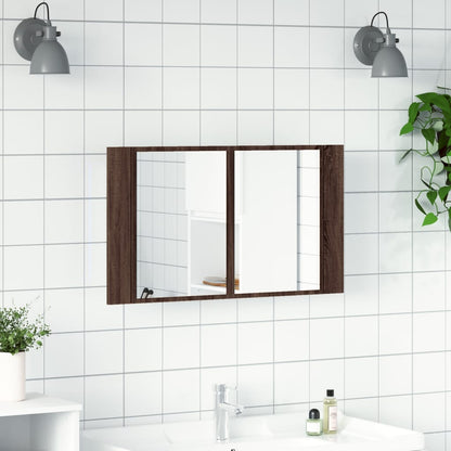 vidaXL LED-Spiegelschrank Braun Eichen-Optik 80x12x45 cm Acryl