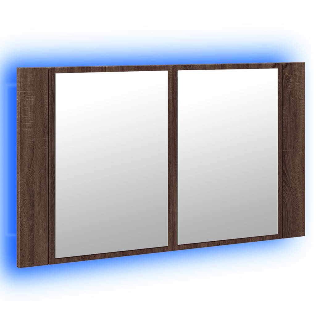 vidaXL LED-Spiegelschrank Braun Eichen-Optik 80x12x45 cm Acryl