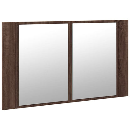 vidaXL LED-Spiegelschrank Braun Eichen-Optik 80x12x45 cm Acryl