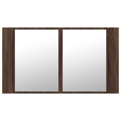 vidaXL LED-Spiegelschrank Braun Eichen-Optik 80x12x45 cm Acryl