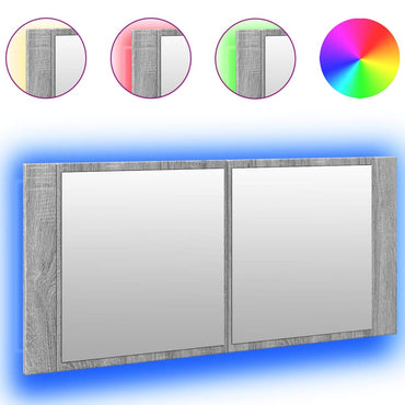 vidaXL Armoire de toilette à LED Gris Sonoma 100x12x45 cm