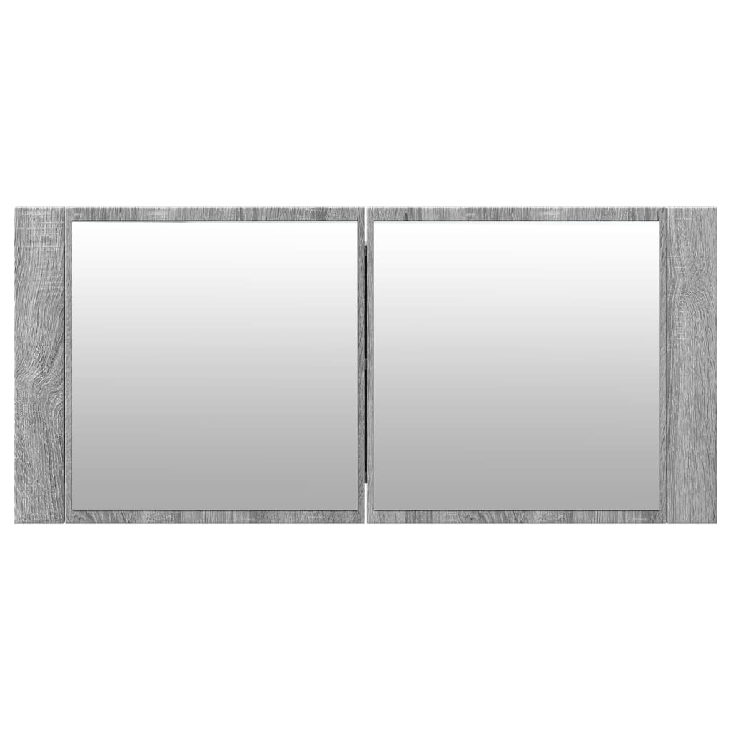 vidaXL LED-Spiegelschrank Grau Sonoma 100x12x45 cm