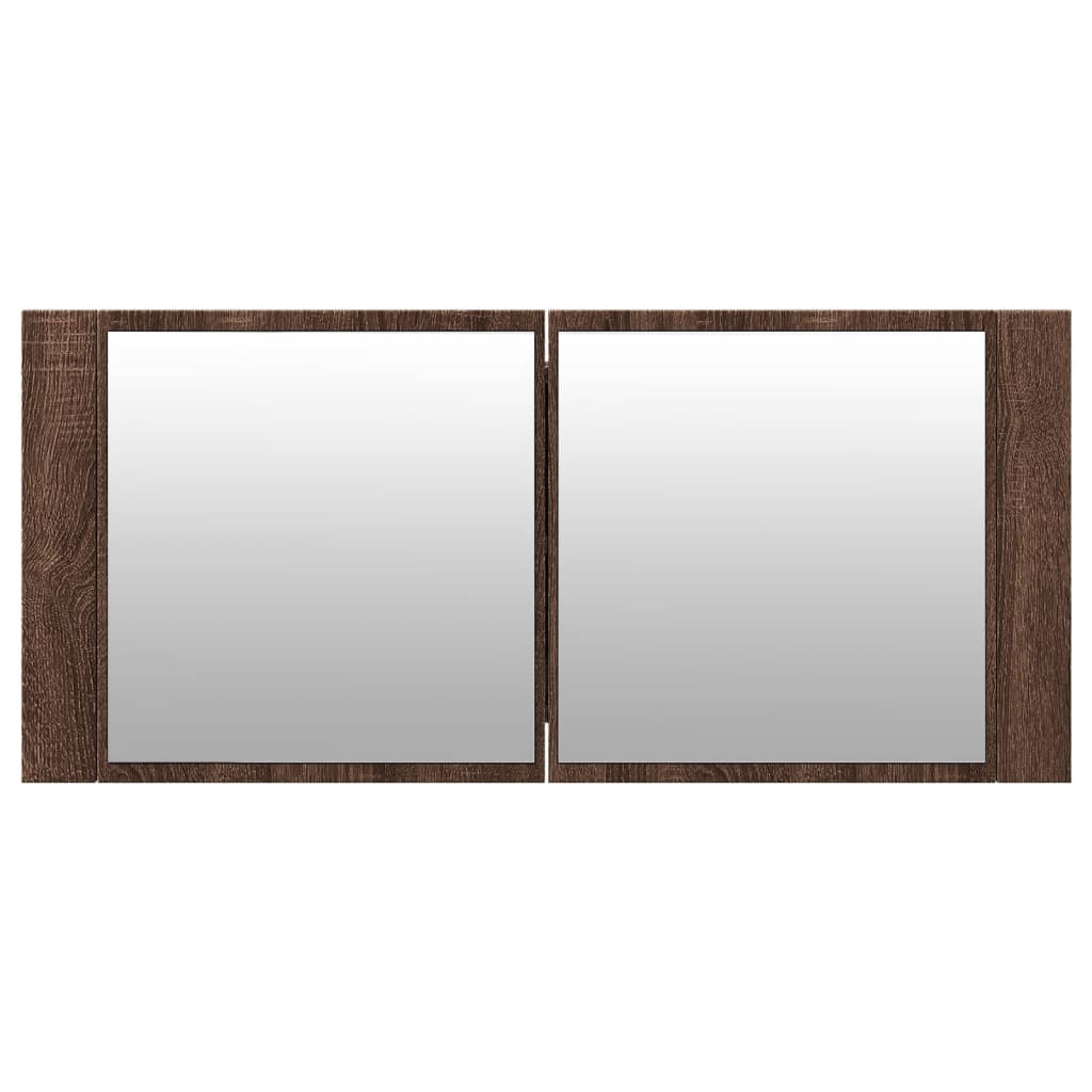 vidaXL LED-Spiegelschrank Braun Eichen-Optik 100x12x45 cm